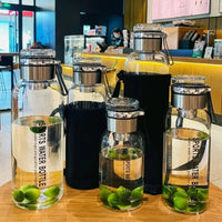 Large Capacity Glass Water Bottle – Transparent Milk Juice Cup for Outdoor Sports