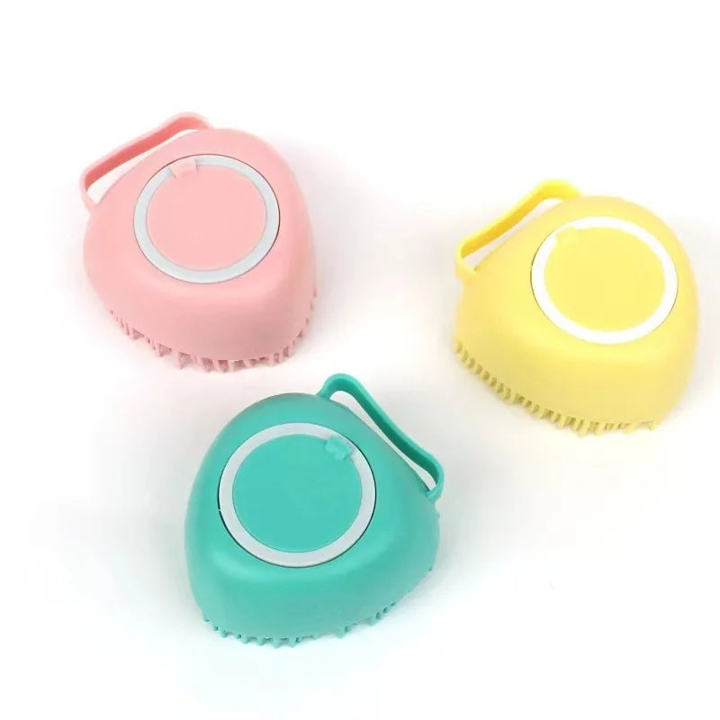 Silicone Pet Grooming Gloves – Shampoo Dispensing Brush for Dog Bathing
