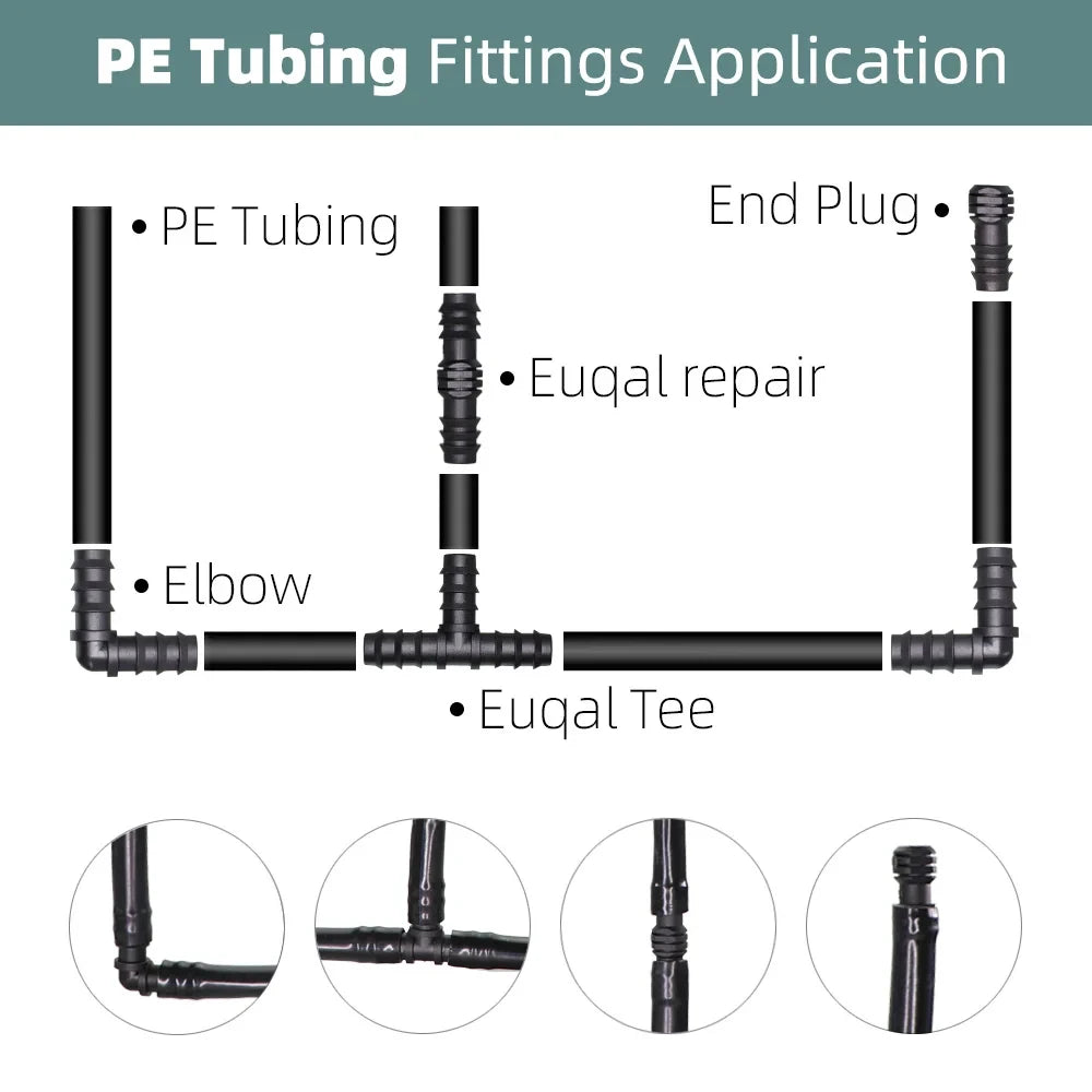 16mm Barbed Elbow Connectors – Irrigation Fittings for Greenhouse Watering