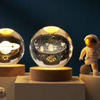 Galaxy Crystal Sphere Night Light – Clear Glass Globe for Home Decor