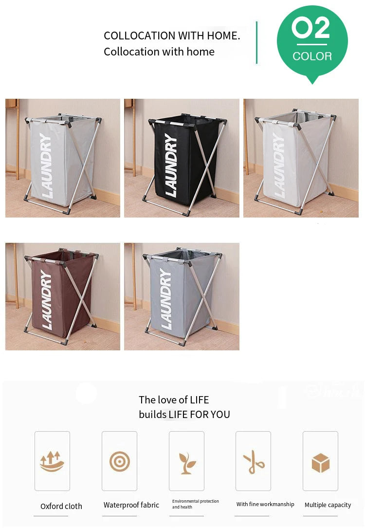 Large Foldable Laundry Basket – Waterproof Grid Organizer for Clothes and Toys