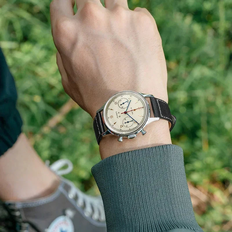 Vintage Pilot Chronograph – 42mm Automatic Waterproof Watch for Men