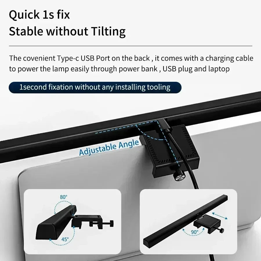 Dimmable LED Monitor Light Bar – Adjustable Desk Lamp for Reading and Study