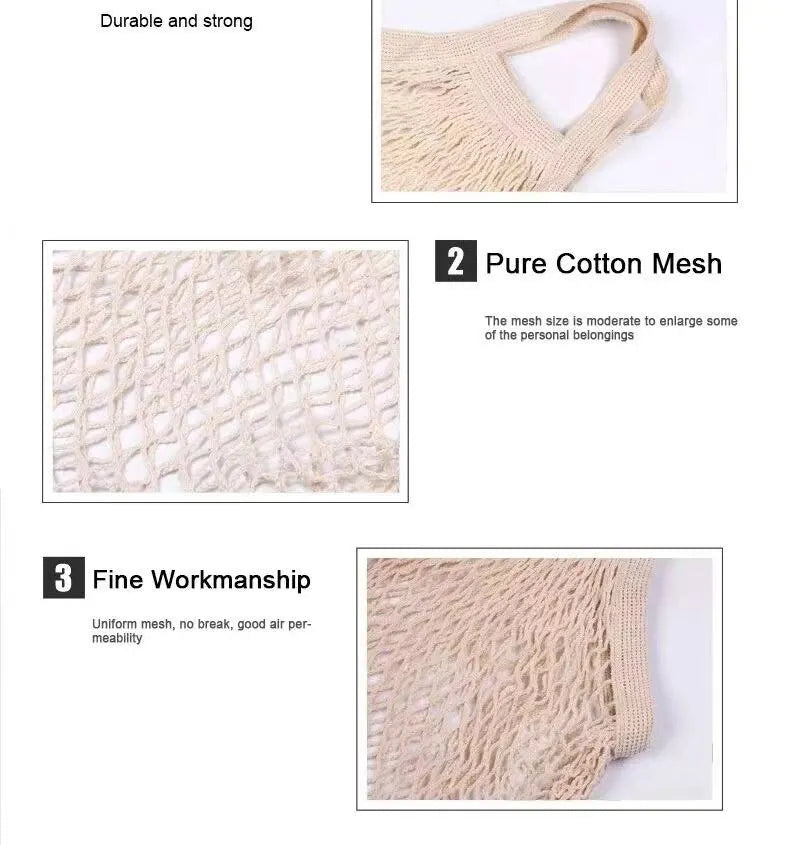 Reusable Cotton Mesh Tote Bag – Eco-Friendly Produce Storage for Grocery Shopping
