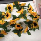 Silk Sunflower Ivy Garland – 250cm Artificial Hanging Vine for Home Wedding Decor