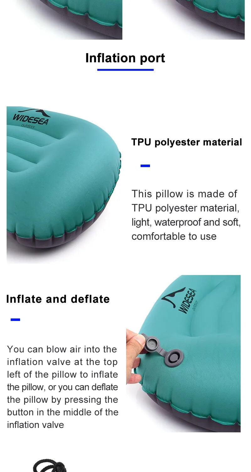 Portable Inflatable Camping Pillow – Compressible Air Cushion for Outdoors