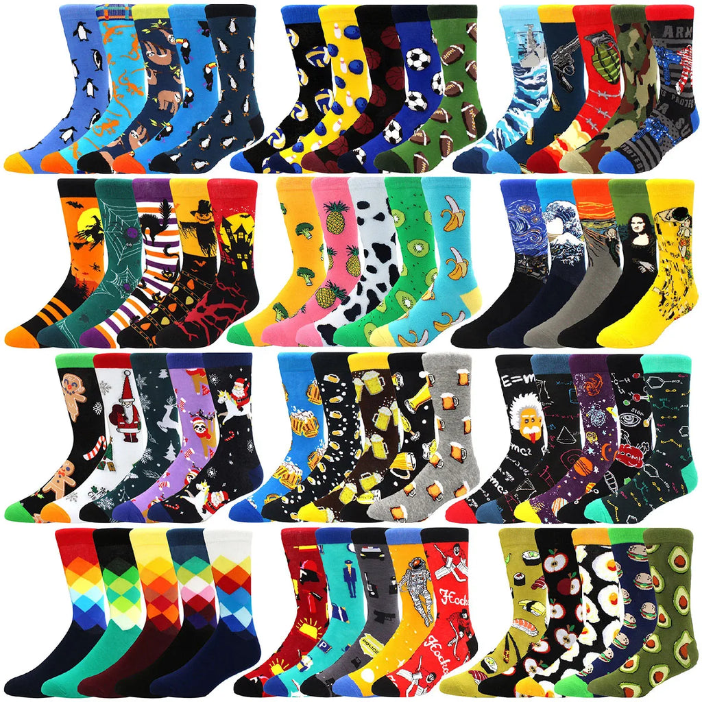 Cotton Novelty Crew Socks – Colorful Animal Print for Casual Halloween Wear
