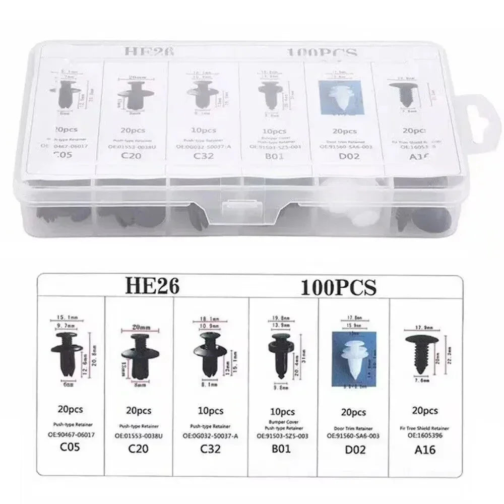 Automotive Plastic Fastener Kit – Bumper and Fender Rivet Retainers for Car Repair