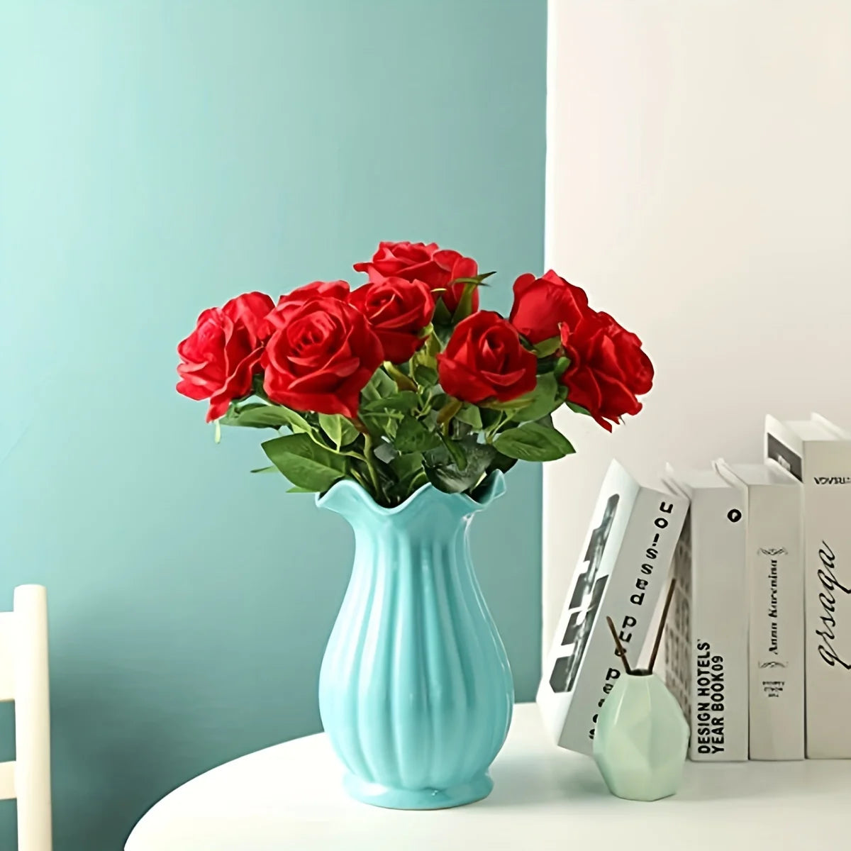 Realistic Artificial Rose Bouquet – Silk Floral Arrangements for Home Decor