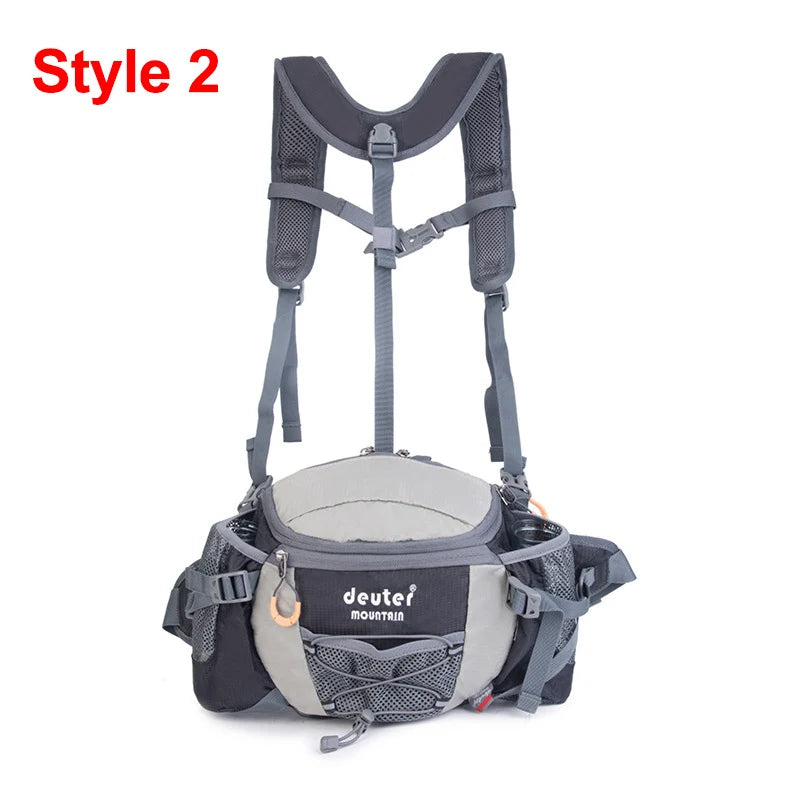 Multi-Pocket Fanny Pack – Water Bottle Holder for Outdoor Hiking and Cycling