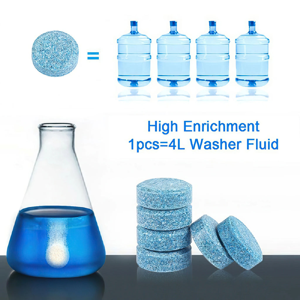 Effervescent Glass Cleaner Tablets – Concentrated Windshield Wash for Car Care