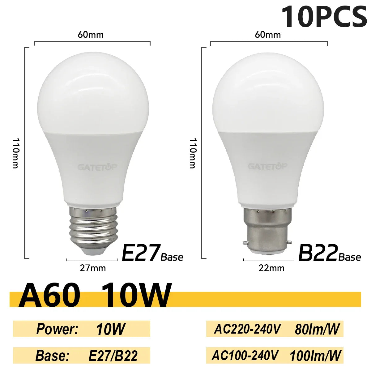 Energy Saving LED Light Bulb – A60 A80 E27 B22 Lamp for Home Lighting