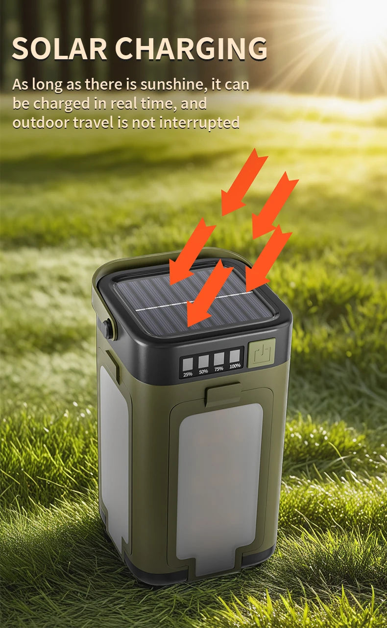 Foldable Solar Camping Light – 2000mAh Power Bank for Outdoor Hiking Tent