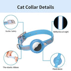 Adjustable Leather Airtag Collar – Reflective GPS Tracker for Pets
