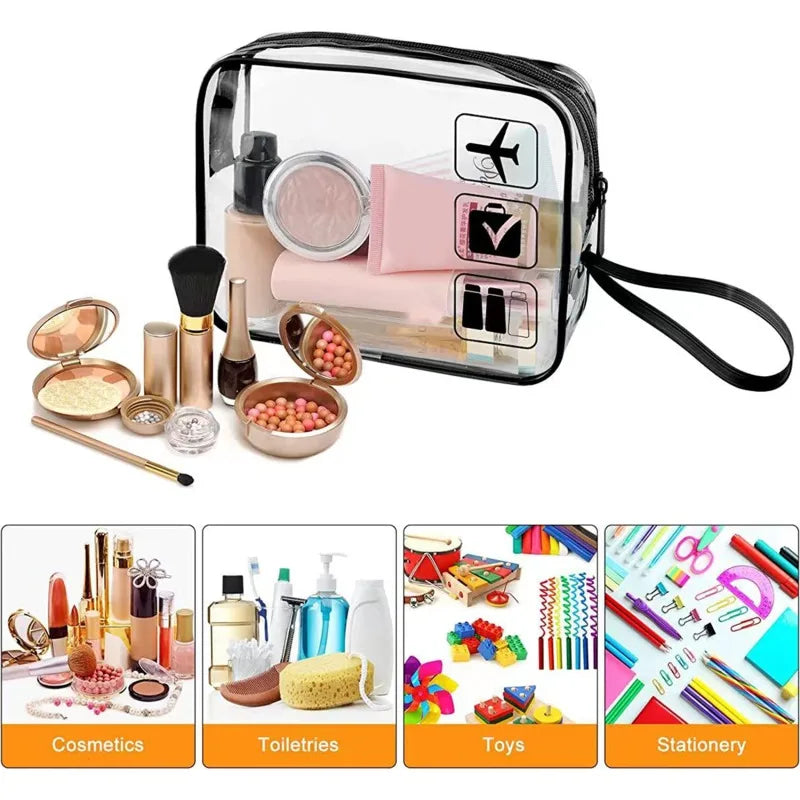 Clear PVC Cosmetic Bag – Waterproof Travel Toiletry Organizer for Makeup