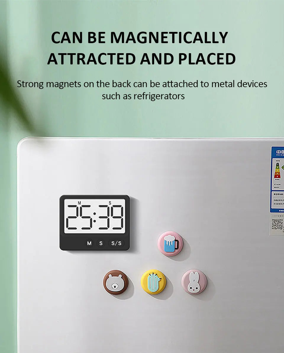 Digital Magnetic Countdown Timer – Large LCD Display for Kitchen and Study