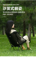 Portable Moon Camping Chair – Breathable Aluminum Mesh for Outdoor Fishing