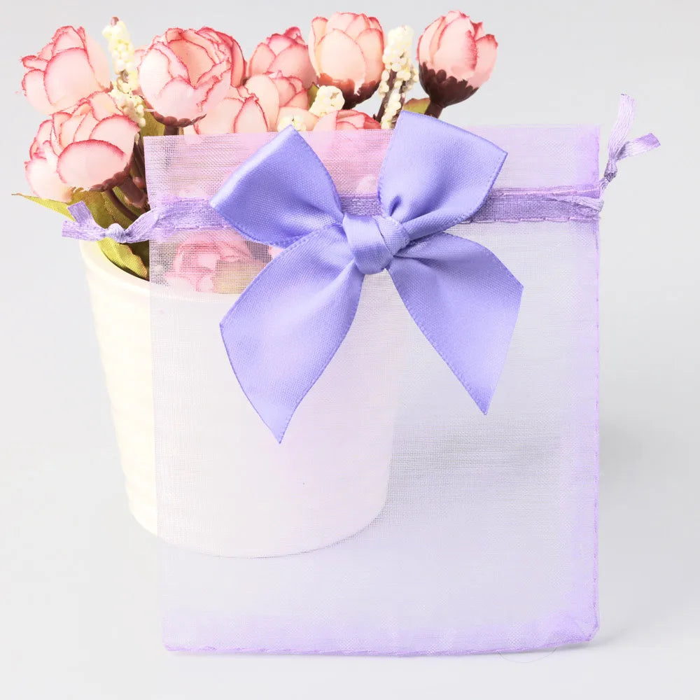 Organza Drawstring Gift Bags – Bowknot Pouches for Wedding Jewelry Packing