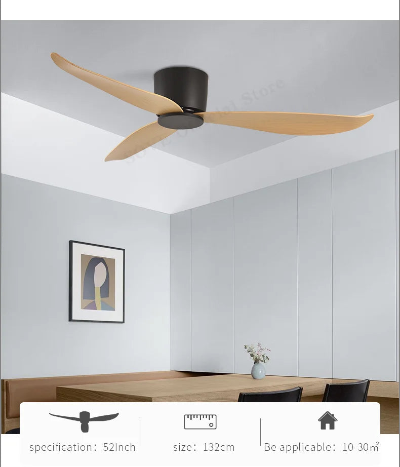 Modern DC Motor Ceiling Fan – Low Profile Minimalist for Home Decor