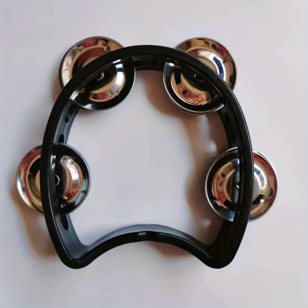 Handheld Plastic Tambourine – 4-Bell Musical Instrument for Rhythm Percussion