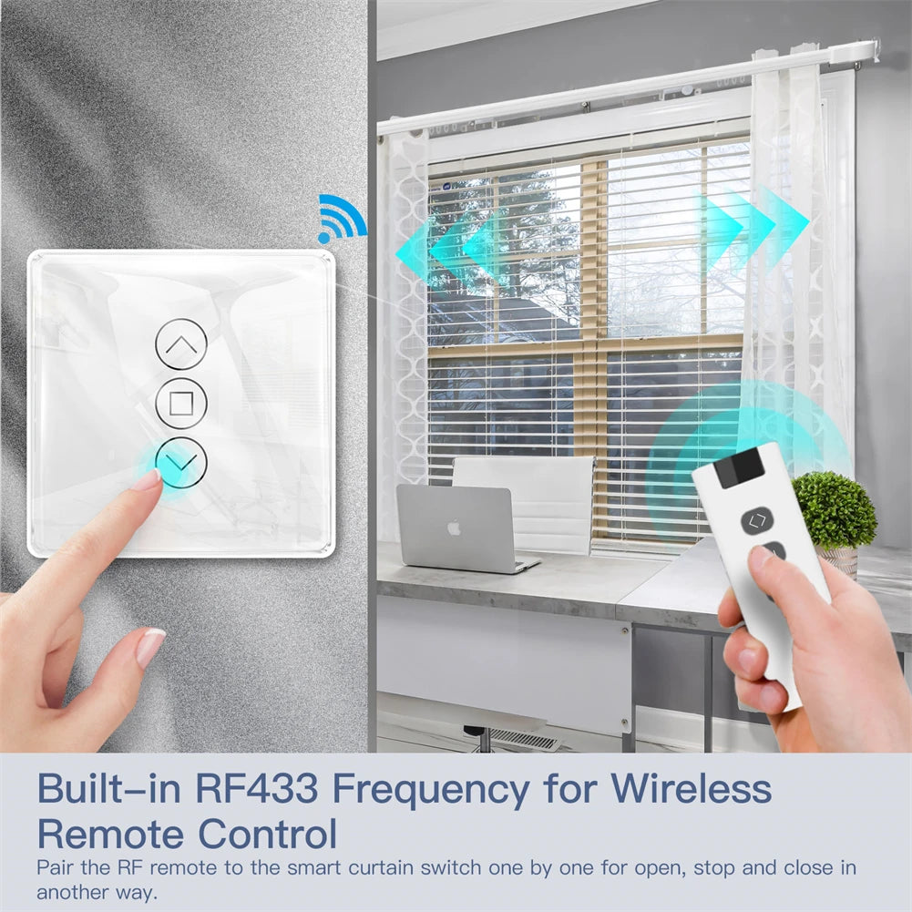 WiFi Smart Glass Curtain Switch – Touch Control for Roller Blind Automation