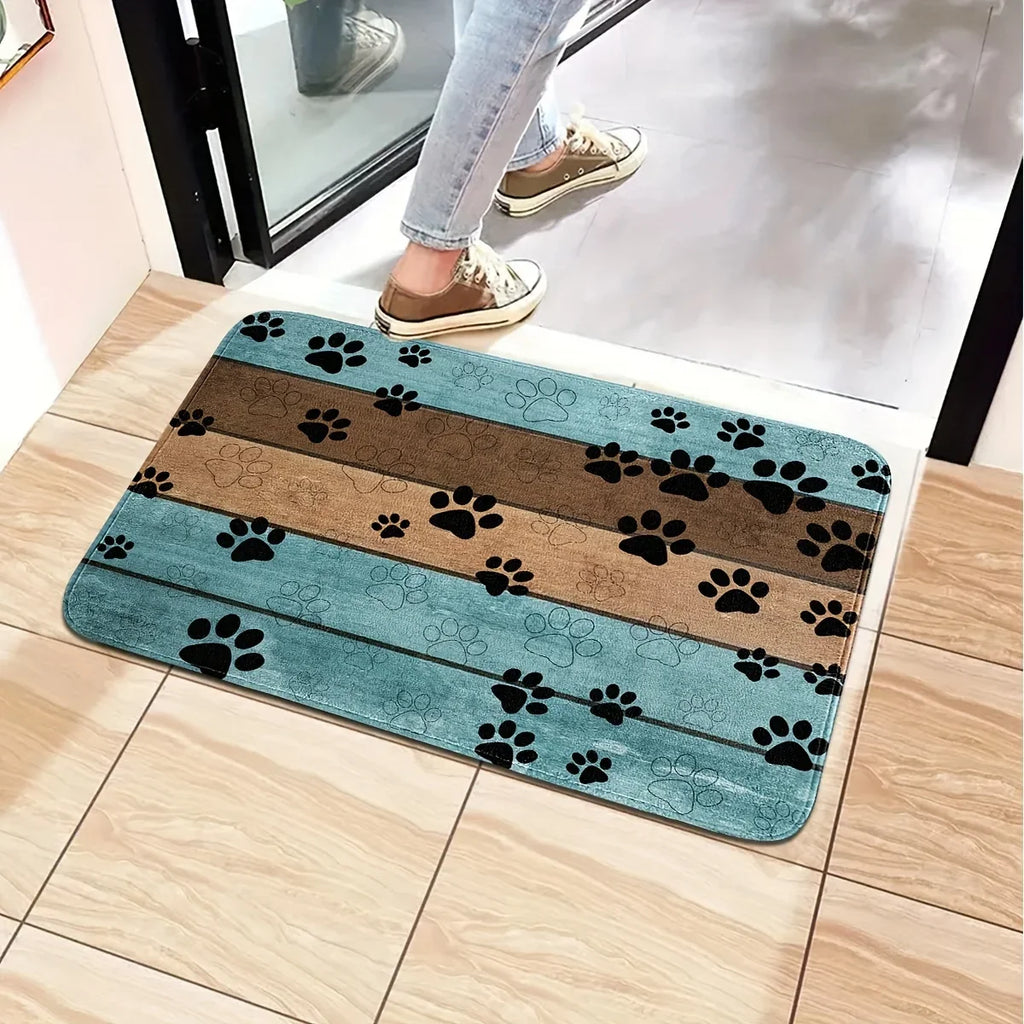 Absorbent Cat Paw Doormat – Decorative Non-Slip Floor Rug for Home Entrance