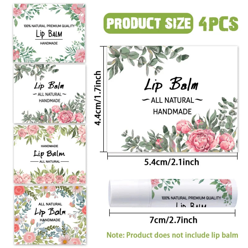 Floral Lip Balm Labels – Self-Adhesive Stickers for Homemade Cosmetics