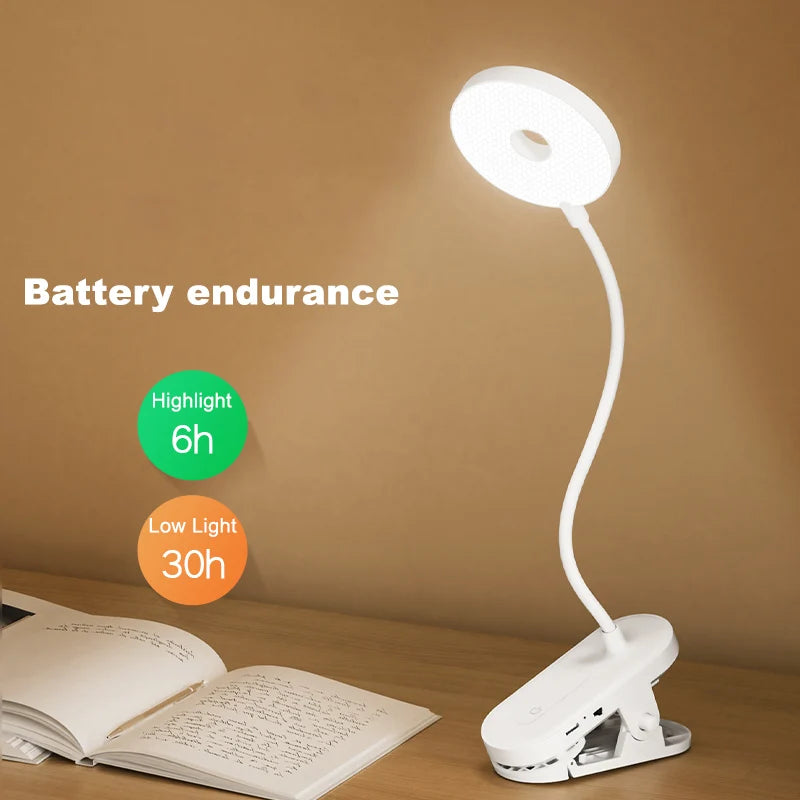 Clip-On LED Desk Lamp – Dimmable Eye-Protection Light for Reading and Study