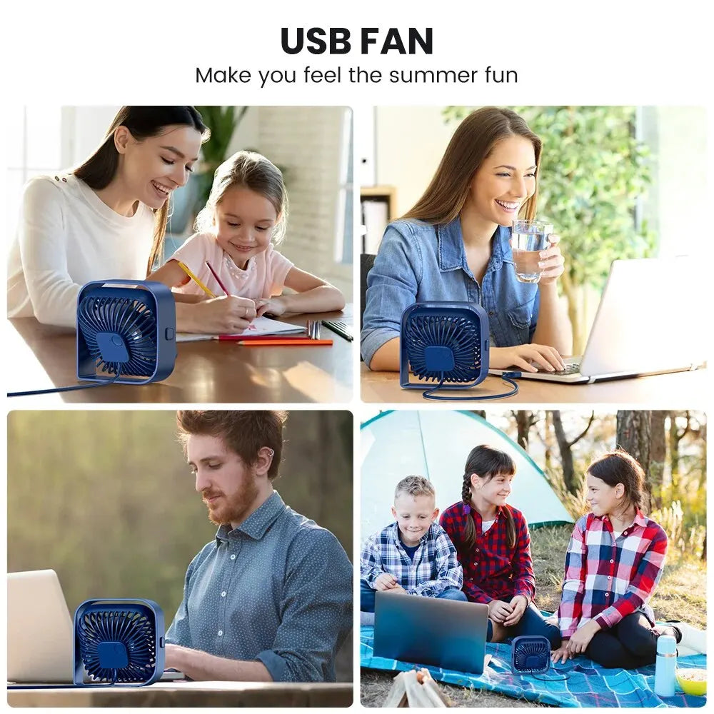 Portable Mini Desk Fan – 360 Degree Quiet USB Cooling for Home and Camping
