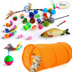 Interactive Cat Play Tunnel – Foldable Mouse and Fish Toy Set for Pets