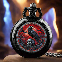 Vintage Crow Skull Pocket Watch – Gothic Necklace for Cosplay Gift