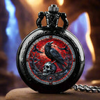 Vintage Crow Skull Pocket Watch – Gothic Necklace for Cosplay Gift