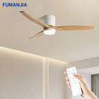 Solid Wood Ceiling Fan – 42/52 Inch LED Light for Living Room Dining