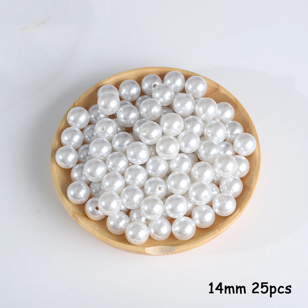 Beige ABS Imitation Pearl Beads – 3-20mm Round Spacer for Jewelry DIY Crafting