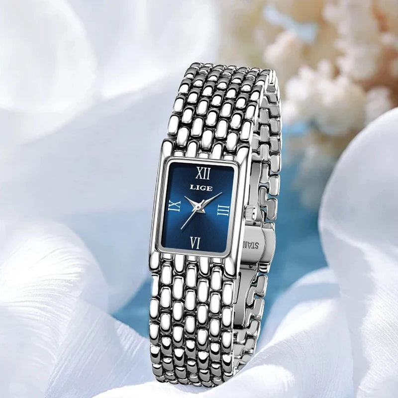 Square Stainless Steel Quartz Watch – Elegant Waterproof Accessory for Women