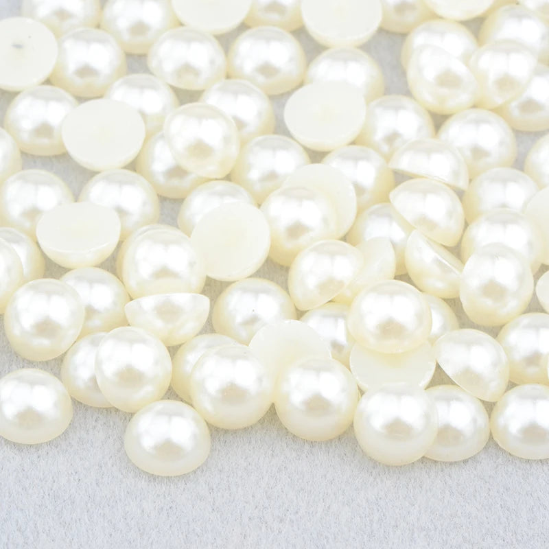 White AB Flatback Pearls – Assorted Size Beads for DIY Crafts and Jewelry