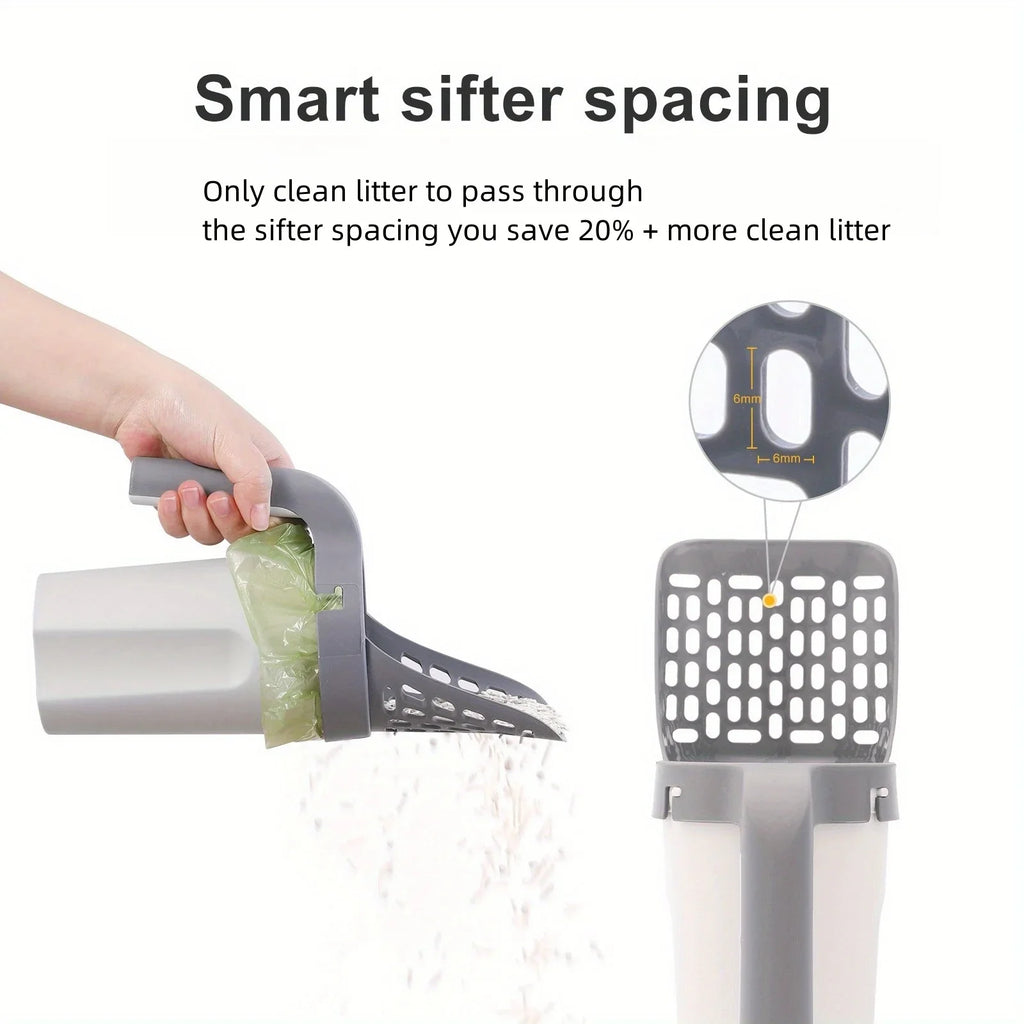 Cat Litter Scoop with Waste Bin – Portable Plastic Shovel for Easy Cleaning