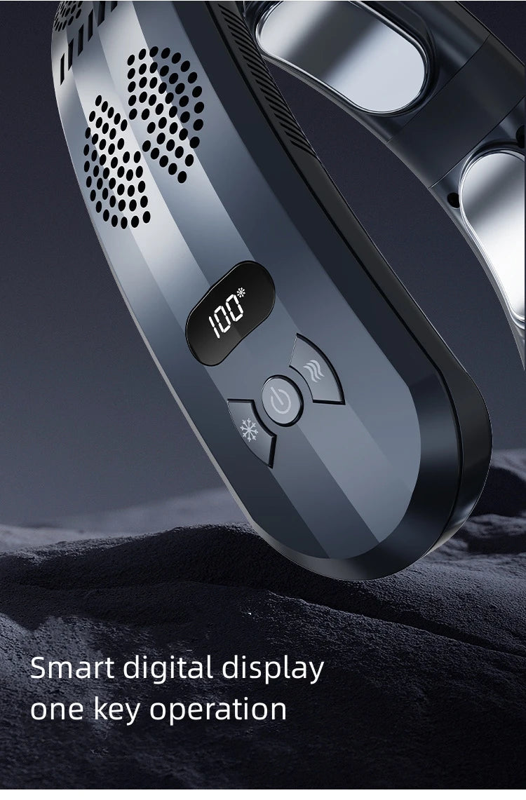 Portable Neck Fan – 6000mAh Wearable Air Conditioner for Outdoor Summer Cooling
