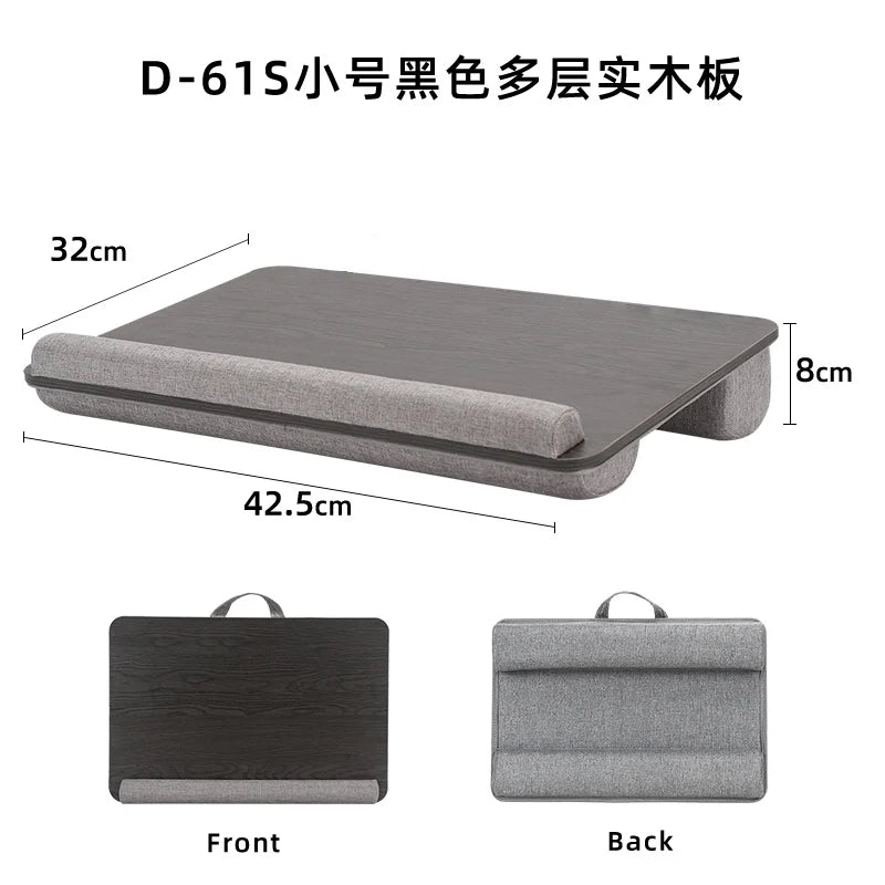 Portable Wooden Laptop Bed Desk – 15 Inch Lap Tray with Cushion for Study