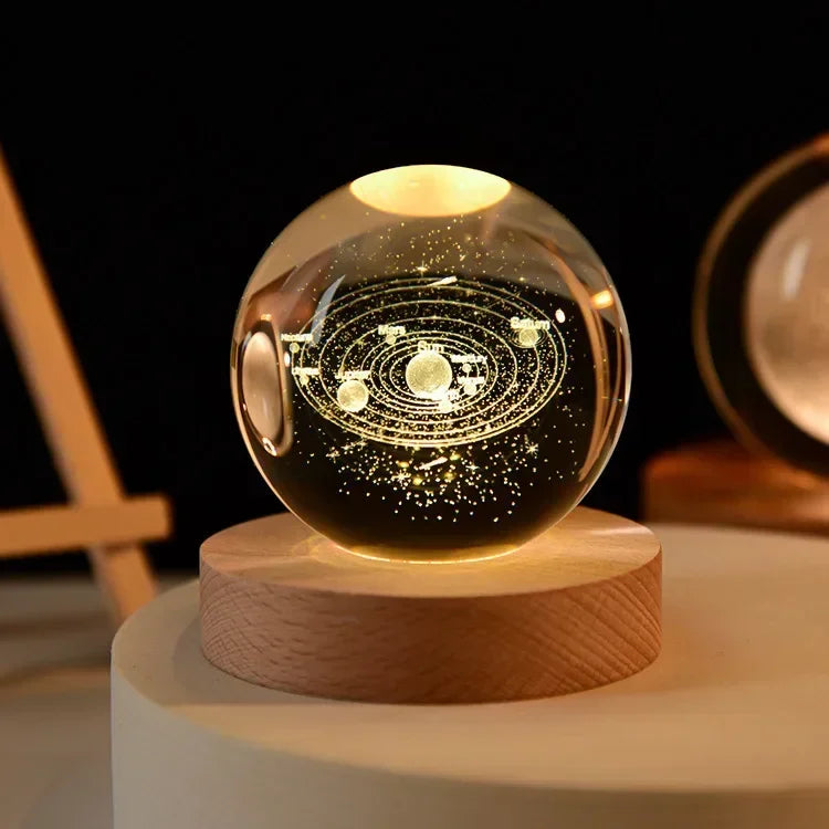 Galaxy Crystal Sphere Night Light – Clear Glass Globe for Home Decor