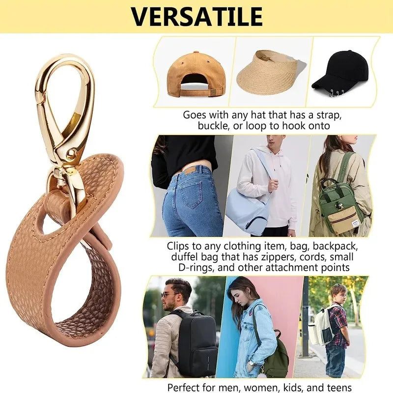 Leather Travel Hat Clip – Magnetic Storage Strap for Outdoor Hiking