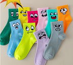 Cartoon Smiley Face Socks – Trendy Mid Tube Casual Wear for Women