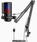 USB Condenser Microphone – RGB Gaming Podcast Mic for Studio Recording