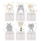 Cartoon Animal Switch Stickers – Cute Boho Wall Decals for Kids Nursery