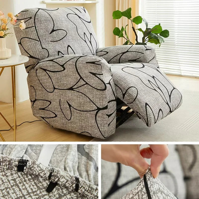 Printed Elastic Recliner Cover – Stretch Slipcover for Living Room Furniture