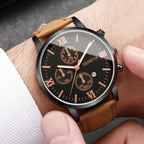 Leather Quartz Calendar Watch – Elegant Fashion Accessory for Men and Women