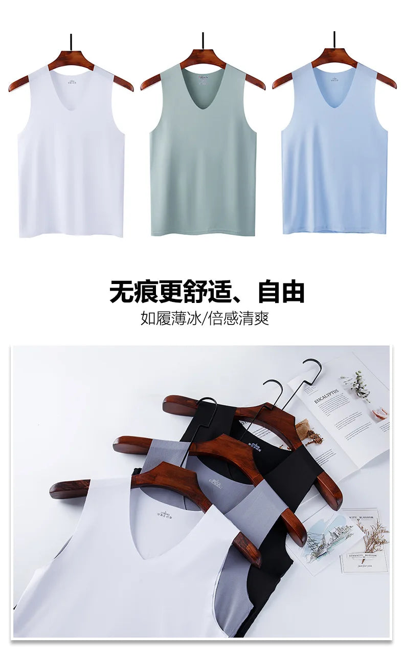 Ice Silk Tank Top – Breathable Slim Fit Undershirt for Gym and Sports