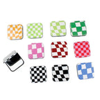 Plaid Checkerboard Folding Mirror – Portable Makeup Accessory for Travel