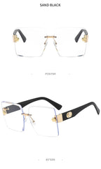 Oversized Rimless Square Sunglasses – Gradient Fashion Eyewear for Women