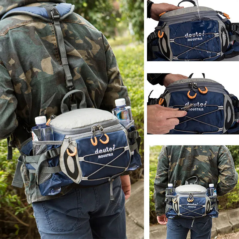 Multi-Pocket Fanny Pack – Water Bottle Holder for Outdoor Hiking and Cycling